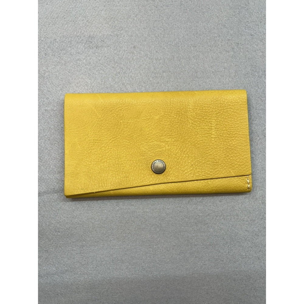 Portland Leather Goods Rancher Wallet Clutch Full Grain Leather Trifold Yellow